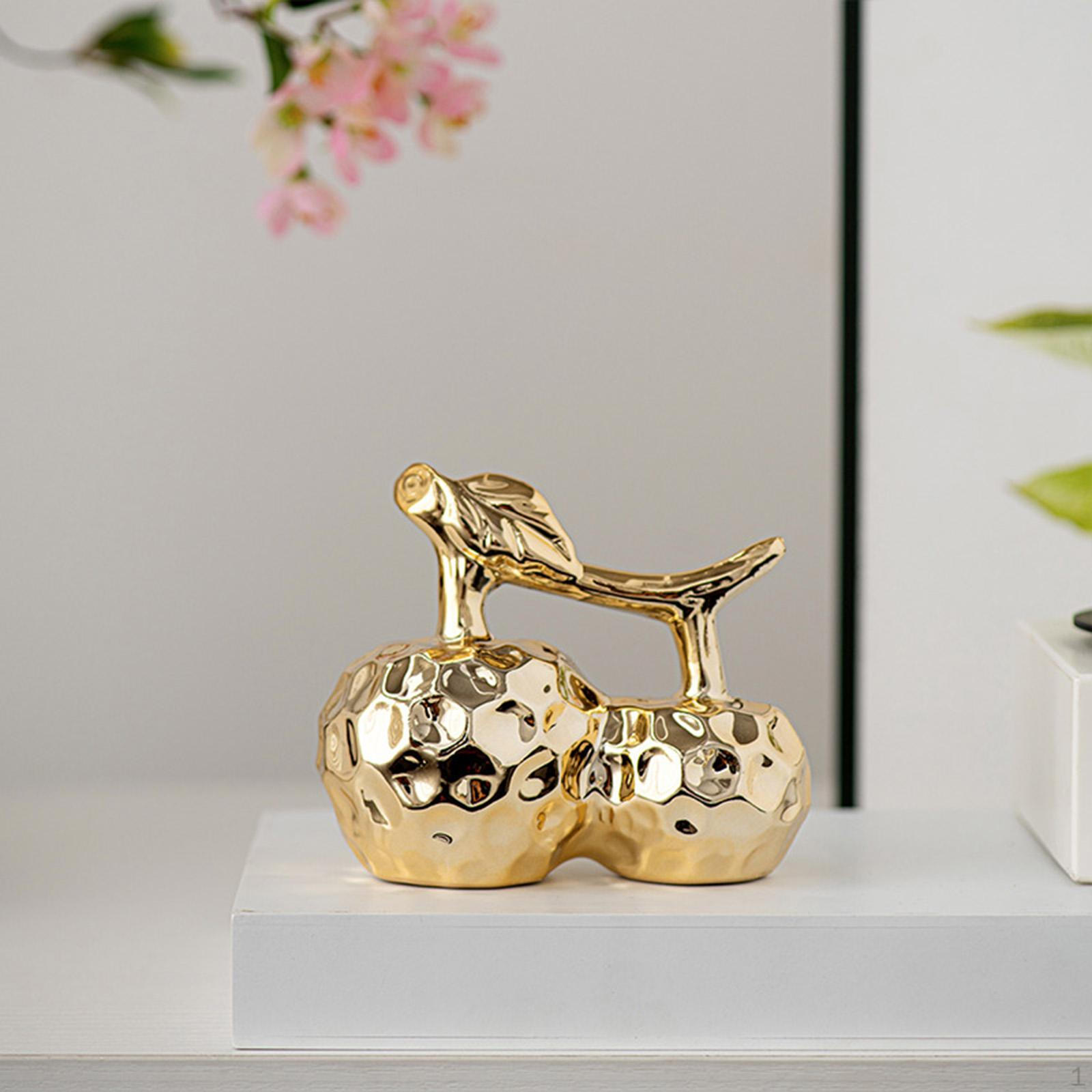Apple Decoration ,Ceramic Decor,Electroplated Creative Display Figurine Fruit Statue for Gold S