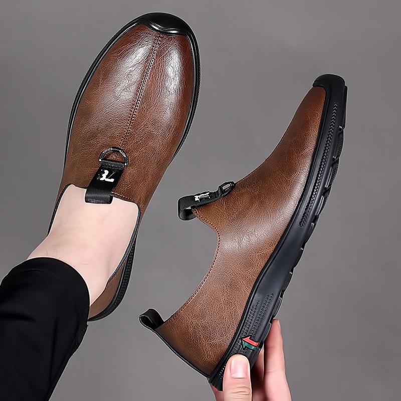 2025 spring new men's daily casual leather shoes men's soft leather soft-soled foot shoes non-slip and wear-resistant men's shoes