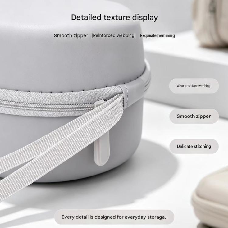 Gray Electronic Accessory Carrying Case with PU and EVA Shell, Handle Strap and Two-Way Zippers for Speaker Devices, Chargers and Cables