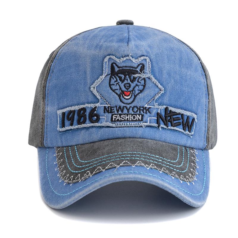 Unisex Washed Cotton Baseball Cap Leopard Head Embroidery Cap Male Streetwear Dad Hats For Outdoor Camping Hiking Fishing