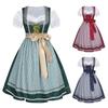 Retro Plaid Bavarian Oktoberfest Dress, Waisted Long Dress Halloween Party Cosplay