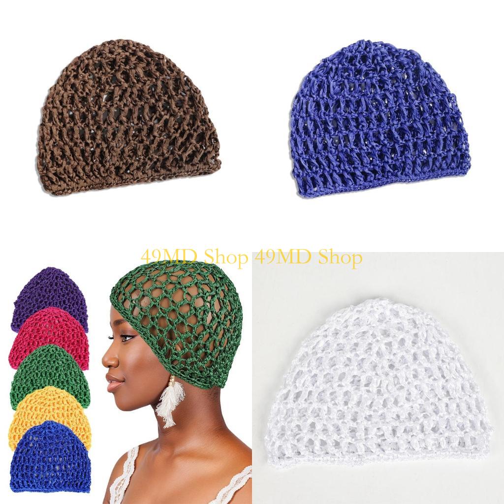 49MD Simple Hollowout Skull Hat Crochet Hair Net Hat For Women Teens Knit Turban Hat