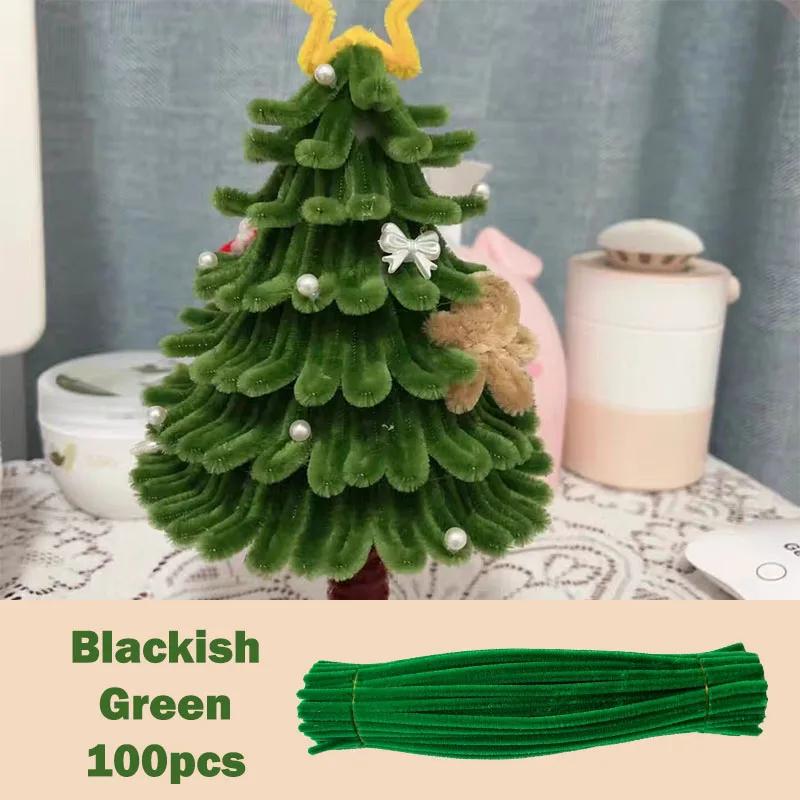 100Pcs Colorful Chenille Stems Pipe Cleaners Plush Tinsel Stem Wired Twist Sticks Hair Strip Diy Craft Educational Toys Handmade