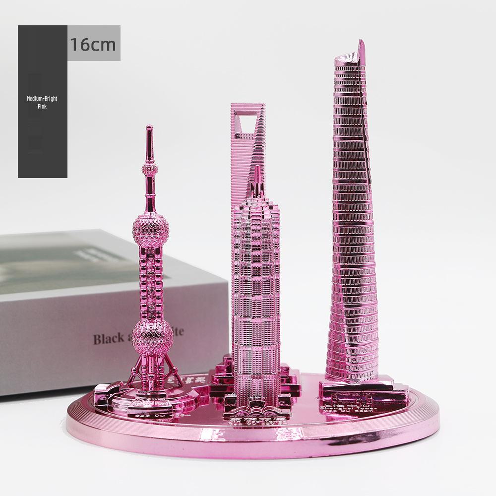 Shanghai Landmark Building Model: Oriental Pearl Tower, World Financial Center, Jin Mao Tower - Metal Creative Handicraft
