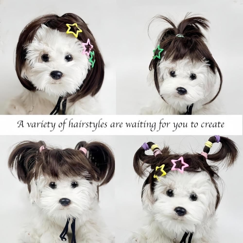 Interesting Pet Wig Universal Cat Dog Bangs Bob Wig Head Cover for Cosplay Halloween Christmas Role-playing Fashion Fun Pet Hair