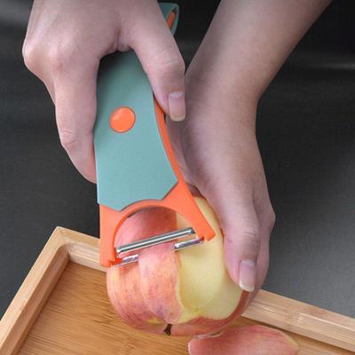 Pelapatate 2 in 1 per frutta e verdura Lama in acciaio inossidabile Design girevole con contenitore Grattugia Manico ergonomico Utensile da cucina per alimenti Pelapatate per patate carote