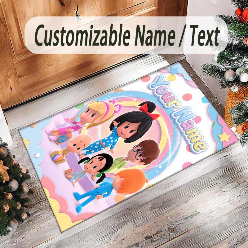 Personalized Crystal Velvet Carpet Custom Name Text,Cleo & Cuquín Anti Slip Area Rug For Home Decoration