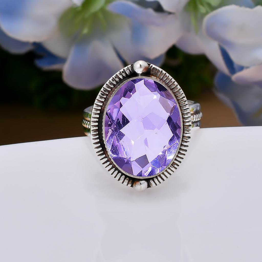 Colour Changing Alexandrite 925 Sterling Silver Ring V5135, Purple & Pink Ring, Oval Ring, Valentin's Day Gift, Gift For Her, Birthday Gift, Handmade