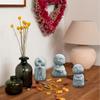 3pcs Japanese Monk Statue Praying Zen Sandstone Mini Baby Buddha Idol Figurine for Wealth Good Luck Bosatsu Feng Shui Home Décor