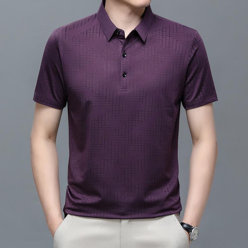 Polo Shirt Men'S Short-Sleeved Hidden Compartment No-Iron Lapel Half-Sleeved T-Shirt Medium-Green Trend Korean Version Of Clothes