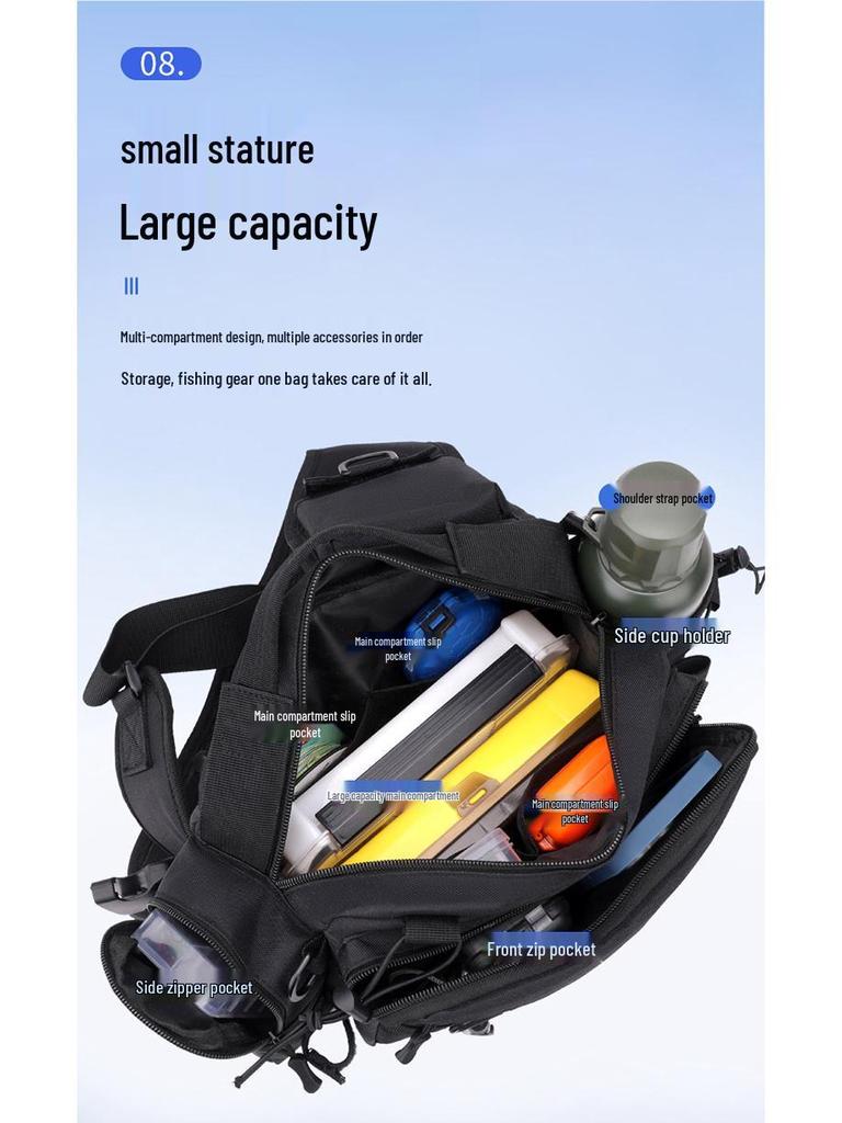 Multifunctional Large Capacity Fishing Rod & Tackle Bag: Waist, Backpack, Crossbody, and Holder