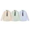 American Retro Preppy Striped Shirt With Fun Flower Patch Long Sleeve Loose Fit Couples