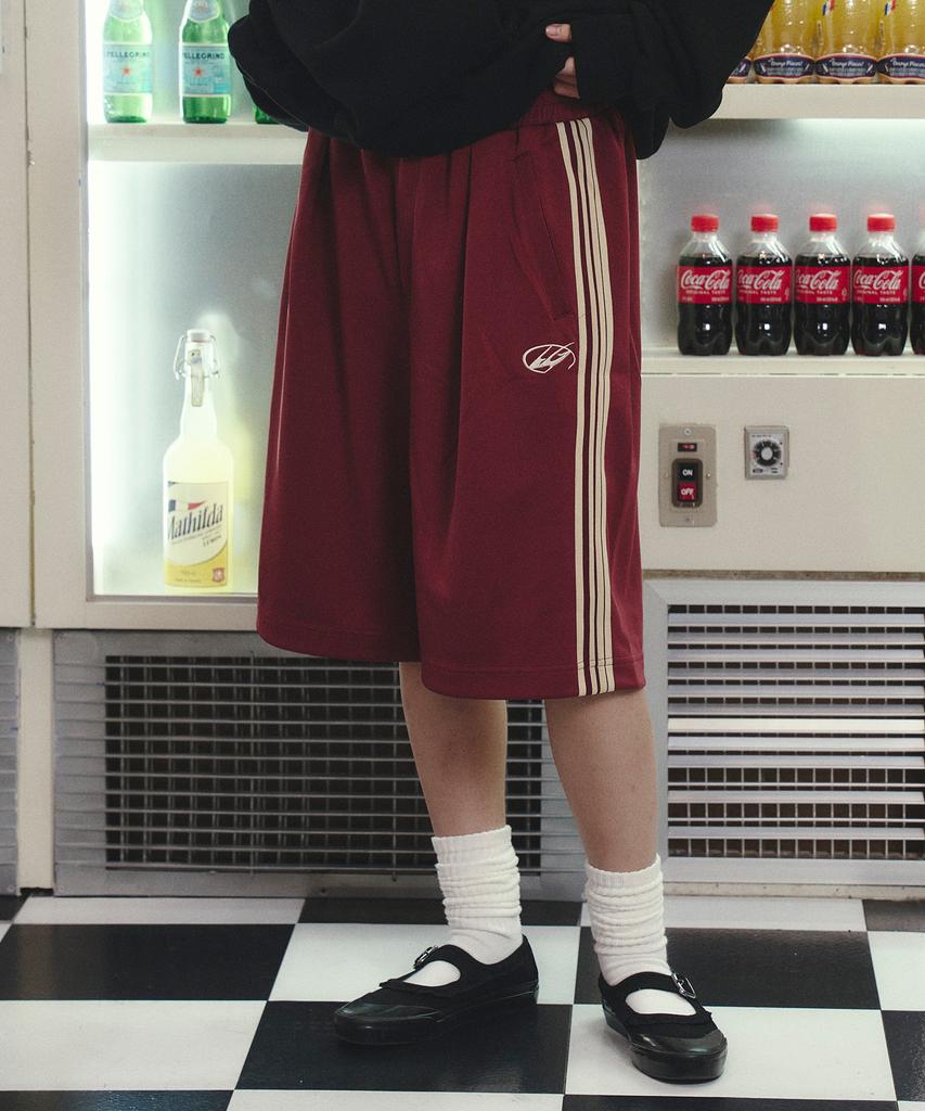 TRAVEL Jersey Track Bermuda Shorts Burgundy