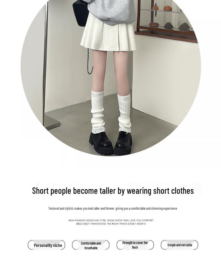 Women's 2025 A-line White Mini Pleated Skirt - Slimming Woolen JK Style for Autumn/Winter