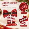 Sequin Christmas Bow Hair Clip Red Bow Side Clip Barrette Christmas Boot Hair Clip  Women Girls