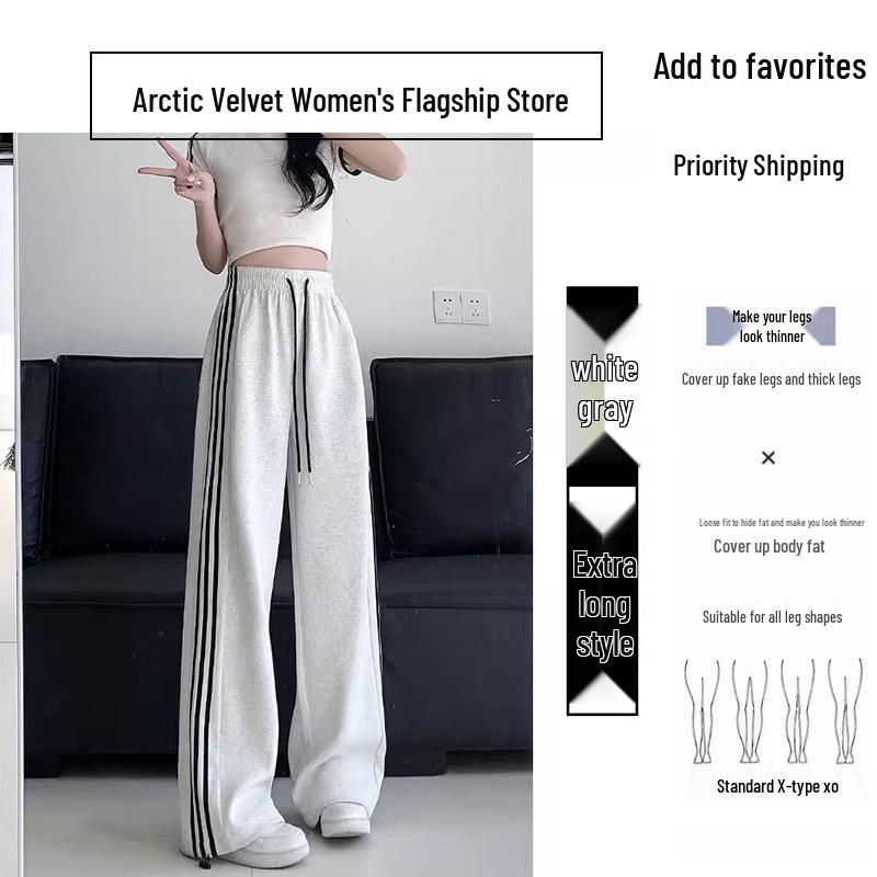 Damskie spodnie dresowe Off-White z wysokim stanem i paskami, w stylu amerykańskim, Kolekcja Wiosna/Jesień 2025, Krój prosty z mankietami