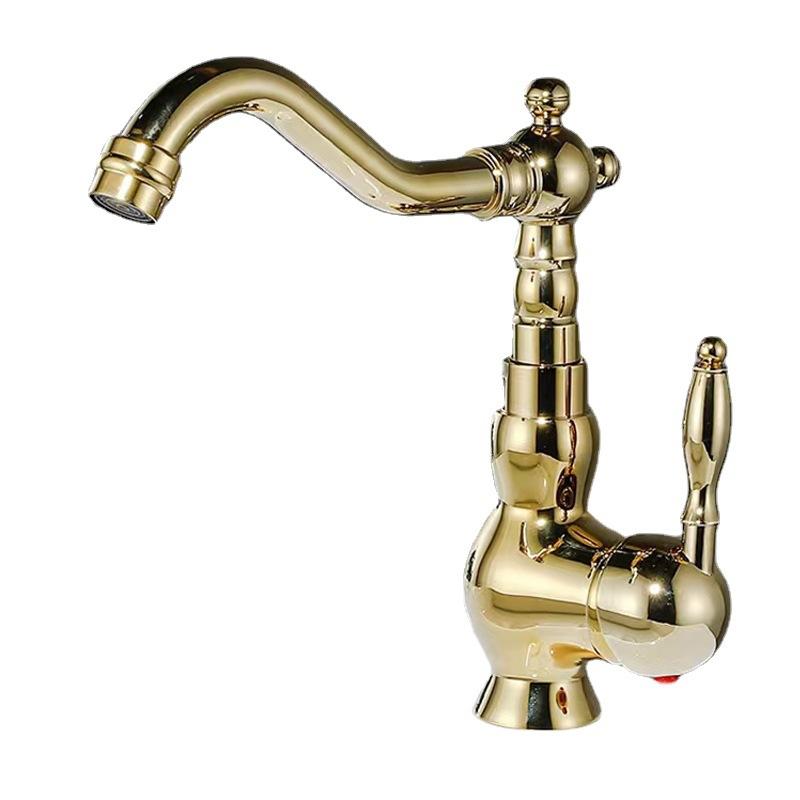 Gold/Chrome Brass Bathroom Faucet Deck Mounted Single Handle Hot Cold Mixer Sink Tap Crane for Bathroom