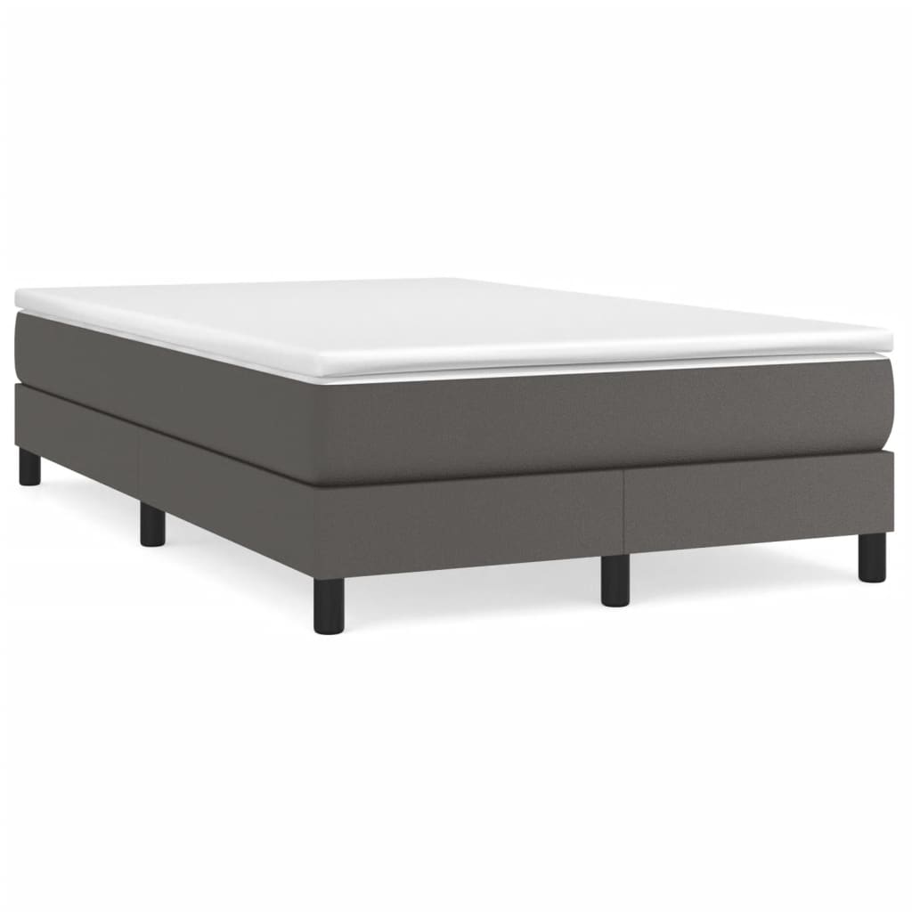 Box Spring Bed Frame Gray 120 X 200 Cm Faux Leather