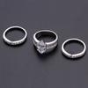 3Pcs Couple Rings Jewelry Geometric Rhinestone Electroplated Sparkling Rings for Wedding