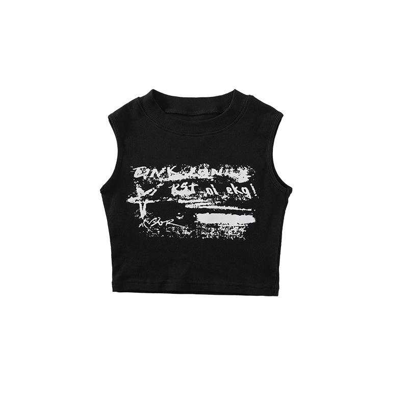 Girls' Jazz Dance Costume Set: 2025 Spring/Summer Sleeveless Crop Top & Waistband Shorts