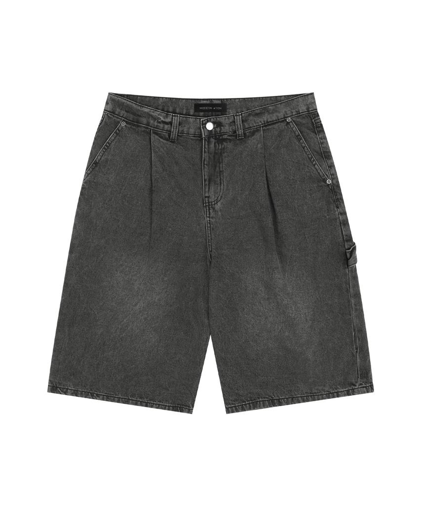 MODERN ARON Carpenter Bermuda Denim Pants Black