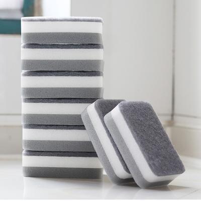 10PC Sponge Dishwashing Wipe Household Double Sided Pot Brush Kitchen Housework Cleaning Rounded Three Layer Sponge