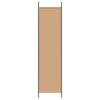 5 Panel Room Divider Beige 250 X 200 Cm Fabric