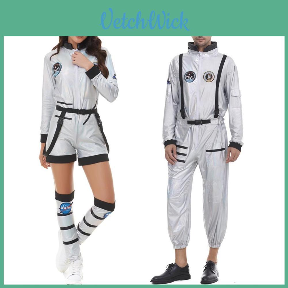 Unisex Adult Couples Space Suit Cosplay Outfit For Halloween Parties With Premium Polyester Fabric