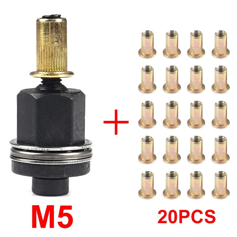 21pcs+1pc Hand Rivet Nut Manual Riveter Nut Tool Accessory for Nuts M3 M4 M5 M6 M8 M10 M12 Simple Installation