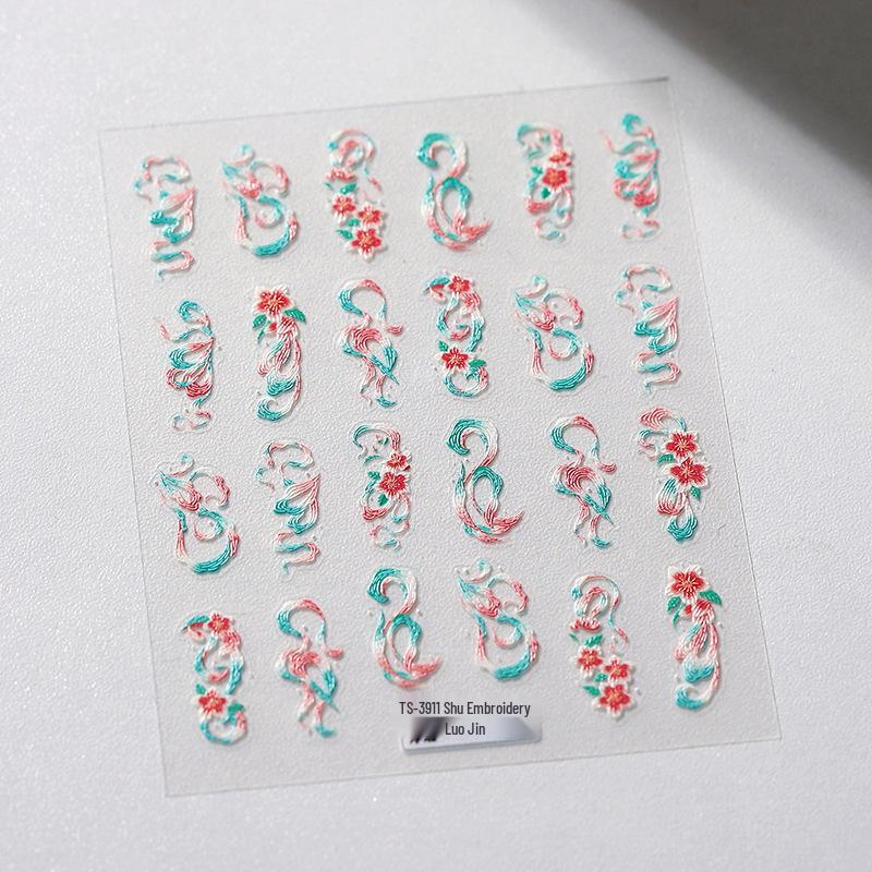 

TENSOR TS-3911 Самоклеящиеся матовые наклейки для ногтей с тисненым узором Шу Брокат