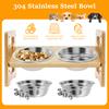 Elevated Dog Bowls Wood Tilted Adjustable Dogs Feeder Stand with Stainless Steel Food Bowls for Your Cat and Dog Pet Accessories