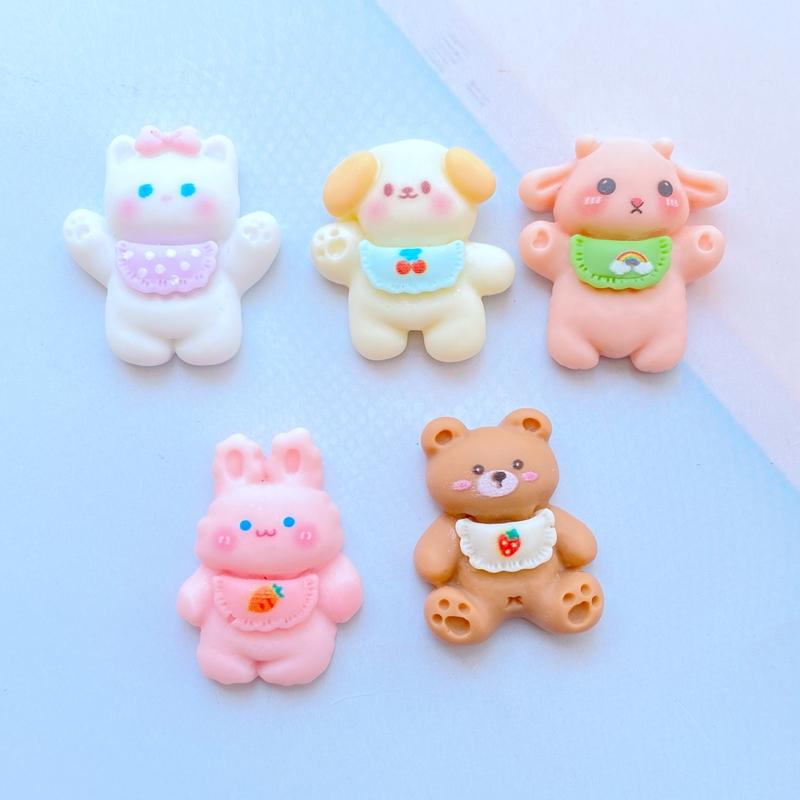 10Pcs New Cute Mini Cat, Dog And Bear Flat Back Resin Cabochons DIY Jewelry Craft Decoration Accessorie
