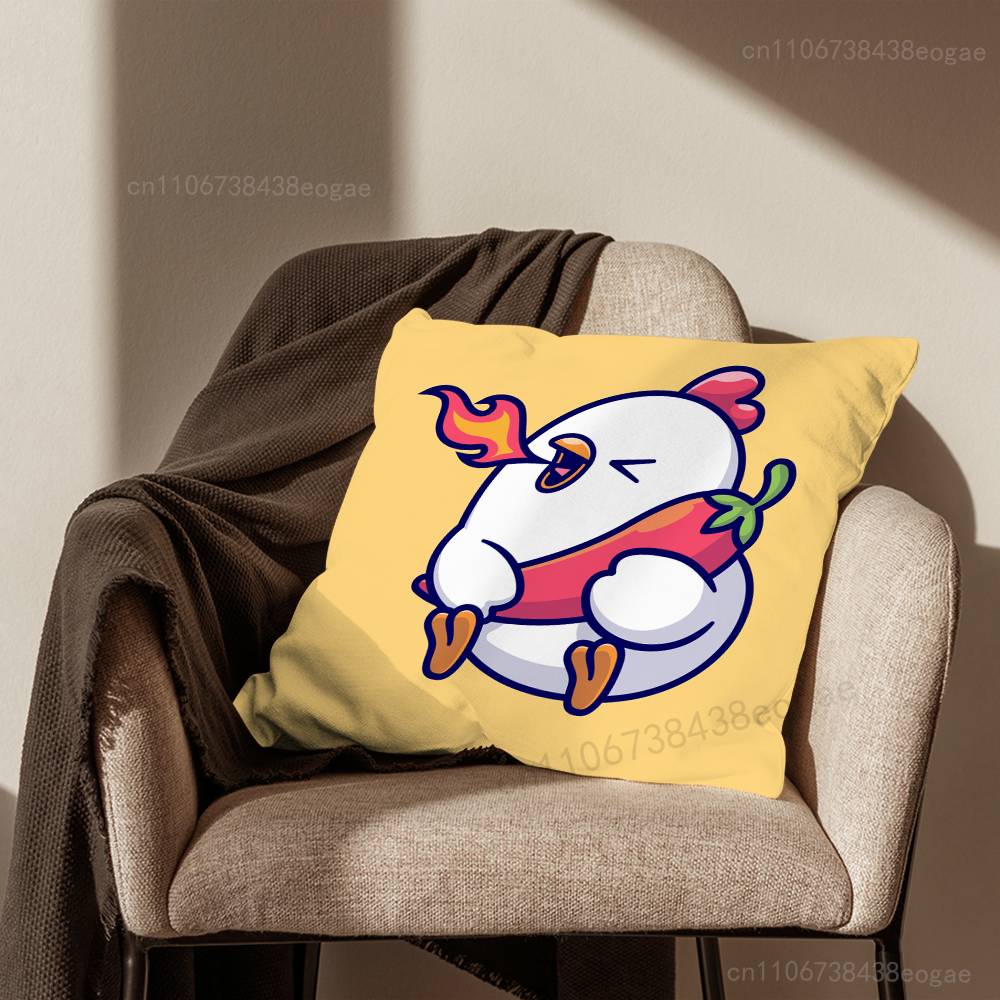 Cute Chick Emoji Pack Pillow Case For Room Sofa Cushion Cover Suitable For Home Bedroom Decoration And Protector