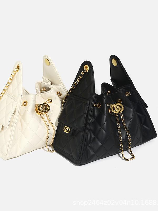 25C Women's Hippie Hobo Fashion Bucket Bag - Chain Crossbody, Drawstring Shoulder & Underarm Design