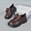 Girls Spring Autumn Soft Sole Oxford Shoes with Velcro for School Performance Black