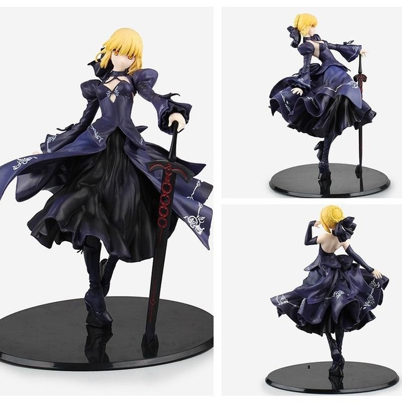 Anime Fate Stay Night Alter Saber Black Dress Action Figure Cartoon Character Model Desktop Decor Collectible Statue Toys Gift