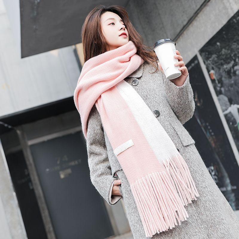 

Женский шарф осень-зима для студентов, милый утолщенный шарф для пар, для девочек, шерстяной шарф с сердечком One Size