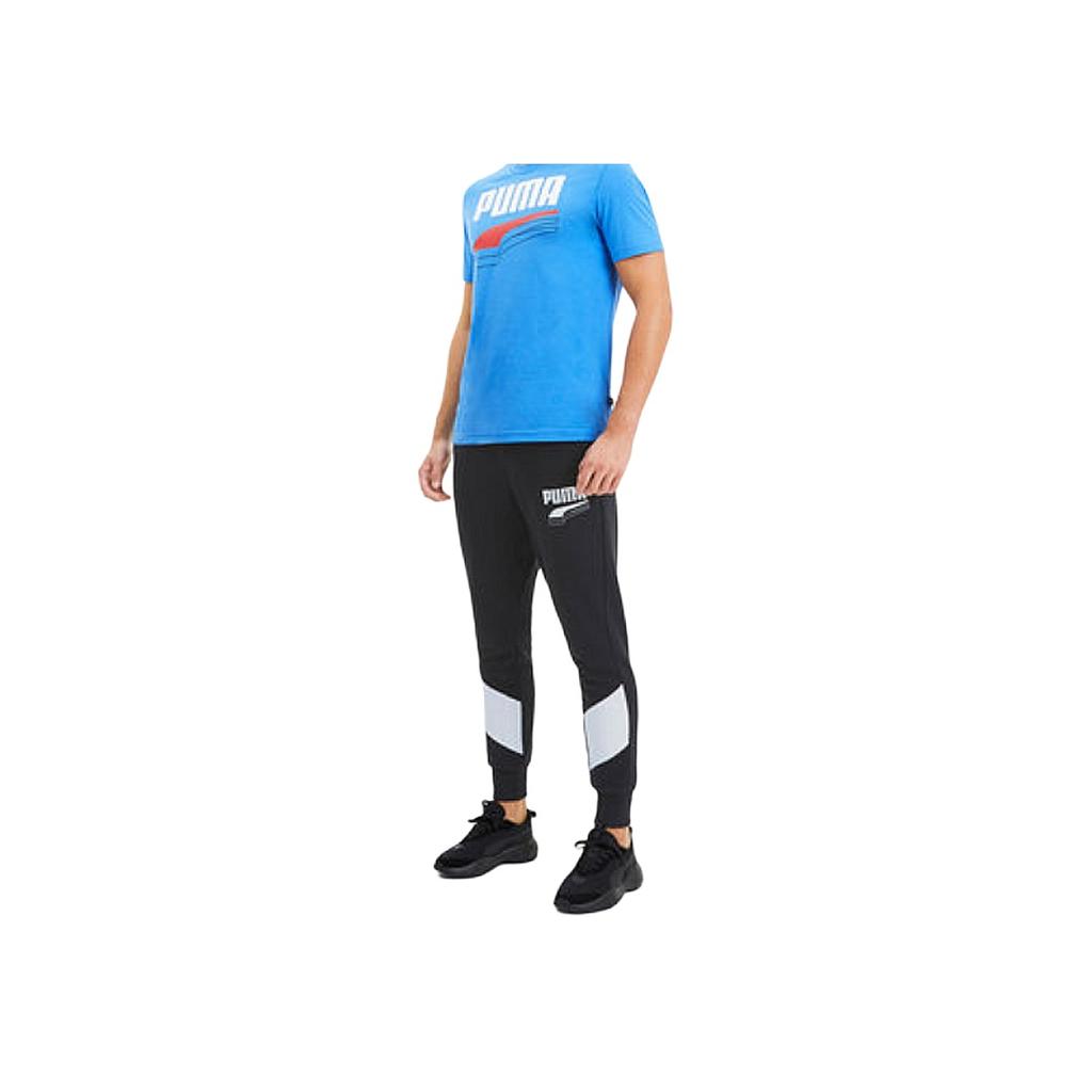 Puma Vibrant Logo Color-Block Joggers Men Bottoms Black 582742-01