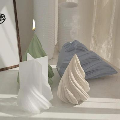 3D Conical Irregular Candle Mold Silicone Abstract Spiral Stripe Candle Mold Decor Rotate Christmas Tree Candle Silicone Mold