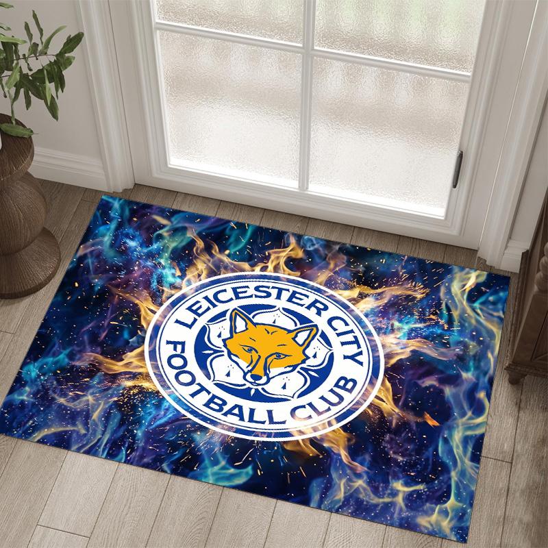 Leicester City Football Design Crystal Velvet Carpet Cozy Non?Slip Printed Rug For Bedroom Living Room Entrance
