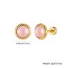 Vnox Small Nature Stone Stud Cartilage Earrings for Women Girls, 8mm Wide Stainless Steel Flat Back Earring for Sensitive Ears