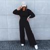 Autumn and Winter New Women's Wide-leg Pants and Hooded Sweatshirt Casual Set