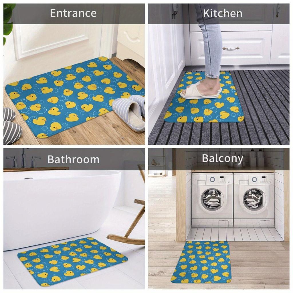 1 Stück Entenmuster Küchenteppiche Rutschfeste Fußmatten Pop-Design Badezimmerteppich Badematte Teppich für Zuhause Spüle Wäsche Dekor