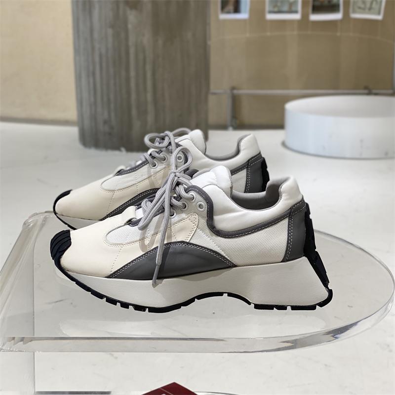 

Туфли для папы с маленькой талией, женские летние новые туфли с квадратной головкой, дышащие кожаные туфли с толстой подошвой, соответствующие цвету 36 серый