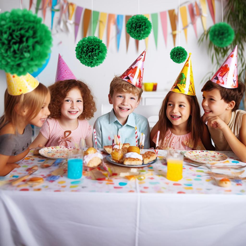 1pcs Set 7.8inch Deep Green Paper Paper Flowers Decorations For Birthday Party Hanging Flowers Pom Pom Paper