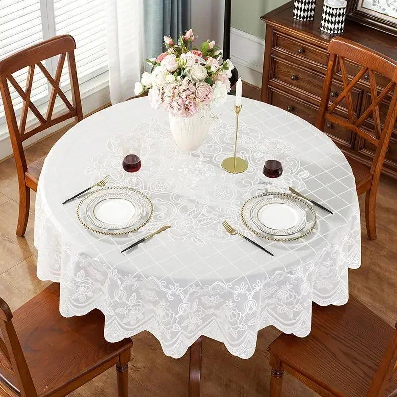 Pvc Round Table Waterproof Oil Proof Table Cloth Hot Stamping Coffee Tea Table Mat Hotel Anti Fouling Tables Towel Covers