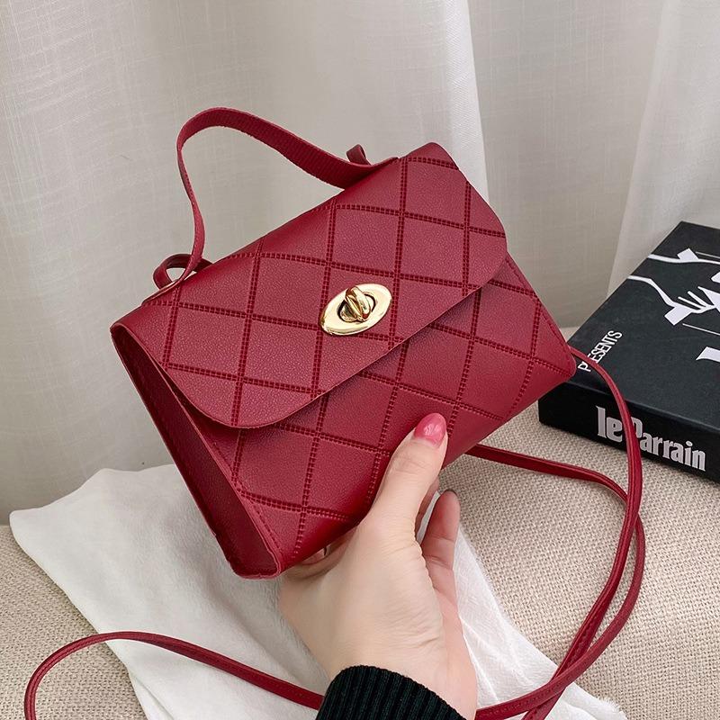 Rhombus Shoulder Women's Bag Women's Versatile Fashion Simple Messenger Portable Small Square Bag