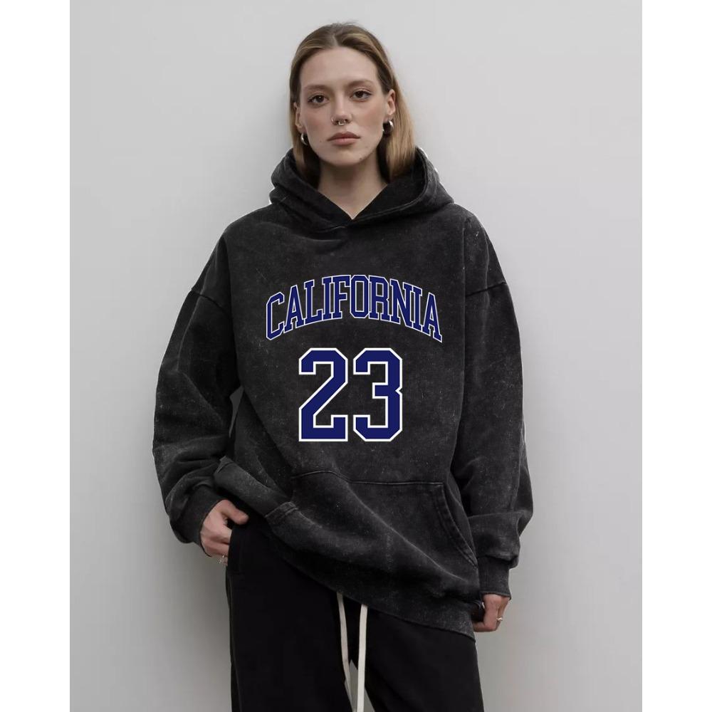 Art Letter California 23 Prints Women Washed Hoodies Cotton Oversized Streetwear Y2K Hoodie Hip Hop Hoody