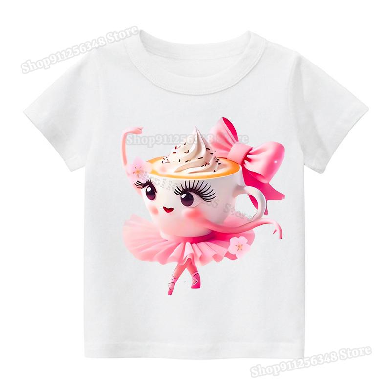 

Итальянский маразм Милая футболка с мемом для одежды для девочек Балерина Капучино Принт Футболка Топы Розовые Летние Хлопковые Наряды Уличная одежда 110