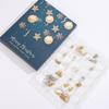 Holiday Gold Jewelry Set: Necklace, Beaded Bracelet, Ring, Earrings & Advent DIY Gift Box